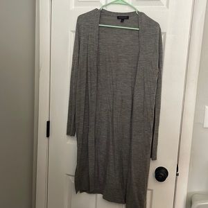Grey, thin, banana republic long open front cardigan